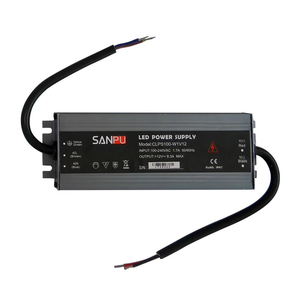 Online Fuente de alimentación LED ultrafina impermeable IP67 45 W 60 W 100 W 120 W 150 W 200 W 250 W 300 W transformador 175V ~ 240V a DC12V 24V