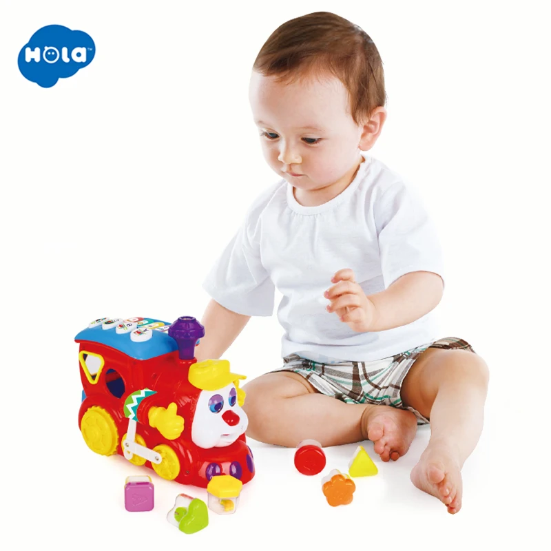 HOLA 556 Baby Toys IQ Train On Wheels Electric Toy with Light & Music Learning Educational Toys for