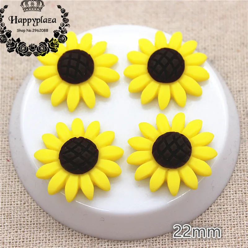 25-50pcs yellow 24mm Daisy Resin Flatback Cabochon ScrapbookIng for phone//craft