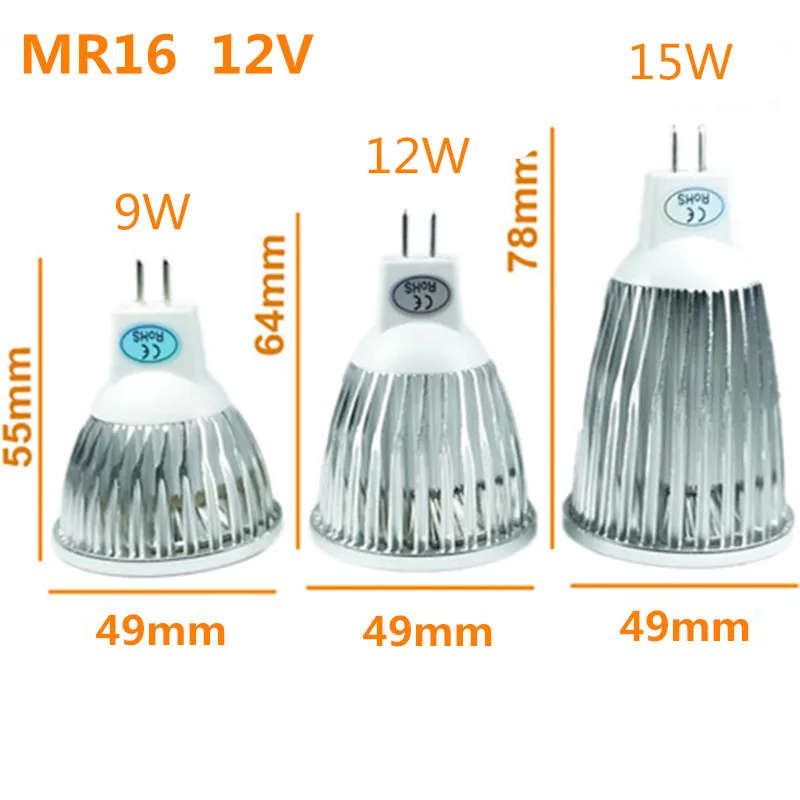 COB Светодиодный прожектор 9 Вт, 12 Вт, 15 Вт, led светильник GU10/GU5.3/E27/E14 85-265 V MR16 12 V Cob Светодиодная лампа теплого белого света Холодная Белая Шарообразная светодиойдная лампа