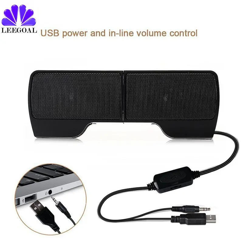 

Leegoal Clip Speaker Mini Portable Clipon USB Stereo Speakers Line Controller Soundbar for Laptop Notebook PC Computer with Clip