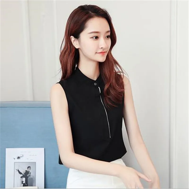 

Woman Summer Plus Size Mandarin Collar Shirts Female Oversize Sleeveless Blouse Tops Chiffon Hedging Chemise Thin Chaleco Gilet