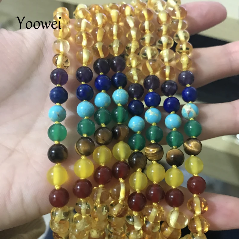 

Yoowei Baltic Amber Necklace for Women Baroque Natural Amber Bracelet Necklace Mom Gifts Natural Stone 7 Chakra Jewelry Supplier