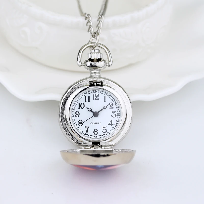 Анимированная пленка ледяная Королева Эльза Принцесса Анн мультфильм кварцевые карманные часы ожерелье кулон ювелирные часы Подарки для девочек детей