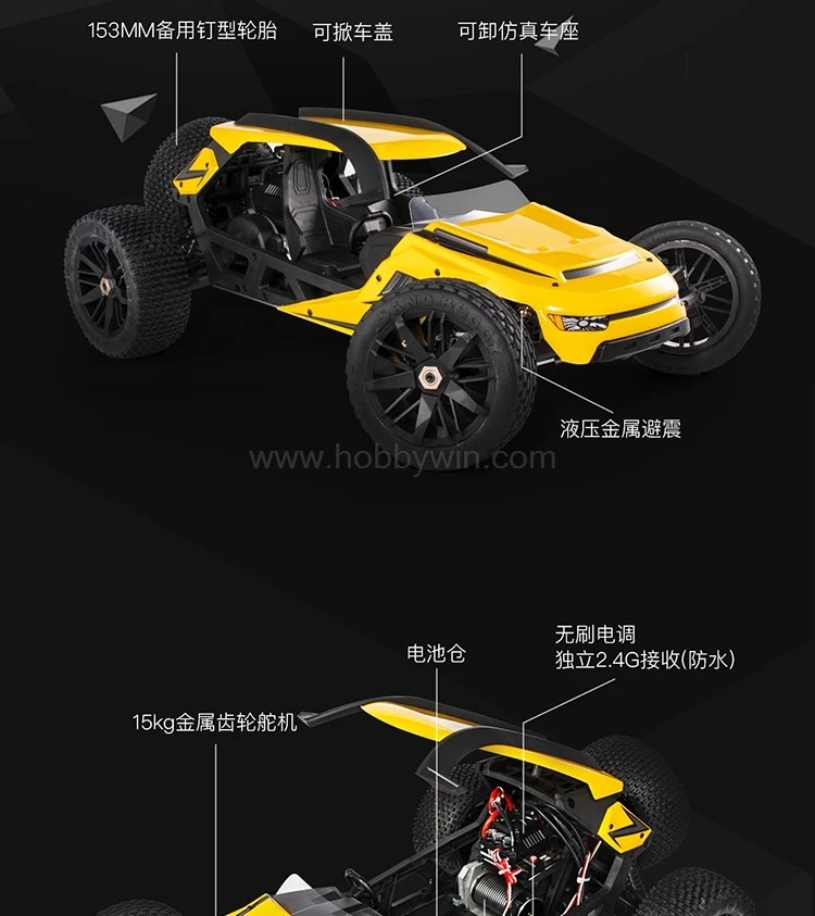 HBX 1/6 T6 бесщеточный двигатель 2WD внедорожный Багги 160A контроль скорости 2,4G радиосистема 15 кг цифровой сервопривод