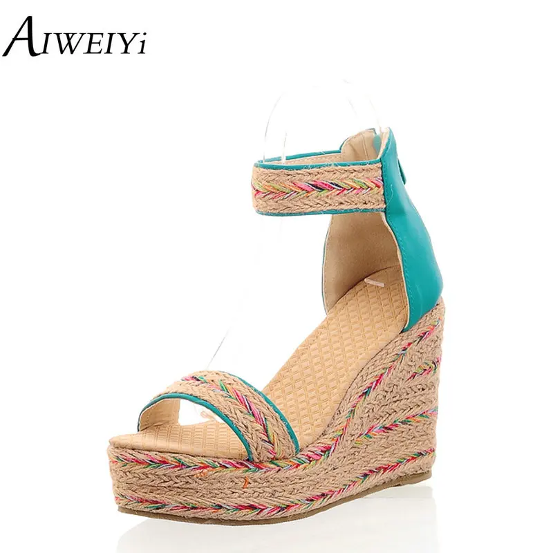 

AIWEIYi Bohemia Style Sandals for Women Sandals Dress Party Pumps Weave Heel High Heels Shoes Wedges High Heels Sandals