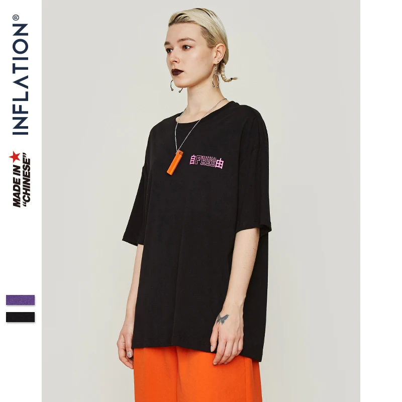 INFLATION Printing Oversize T-shirt Men 2019 Summer Tshirt High Street Loose Style Hip Hop Tshirt Streetwear Men Clothing 9198S