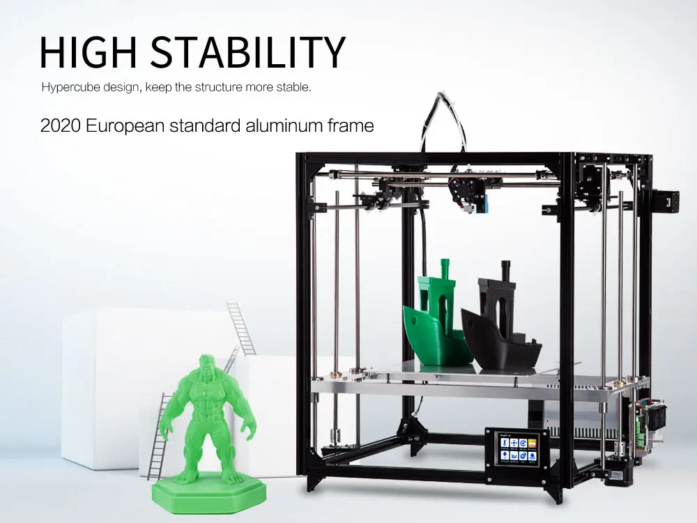 Flsun 3D-принтеры с двойной экструдеры 3.2 дюймов Сенсорный экран большая площадь печати 260*260*350 мм автоматическое выравнивание с подогревом кровать