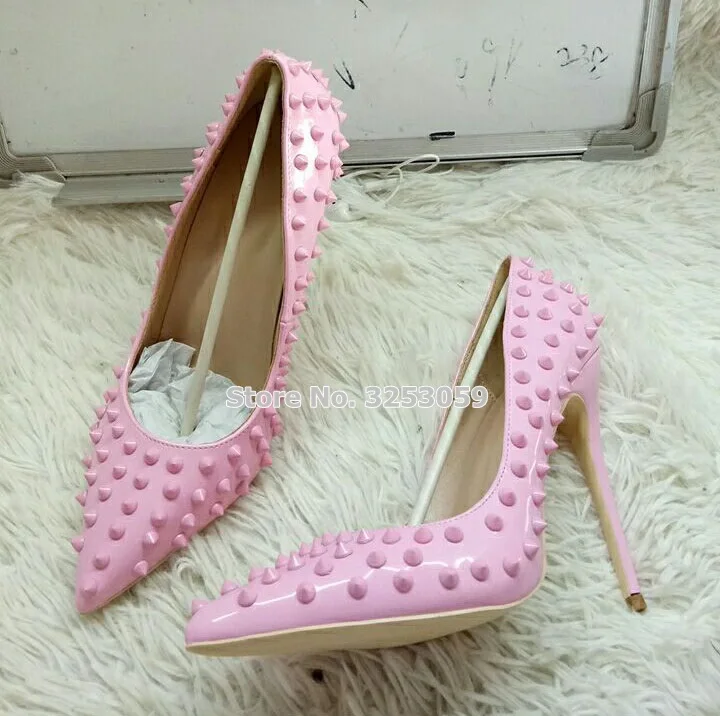 ALMUDENA Factory Real Photo Gold Heels Sequined Bling Bling Rivets Pointed Toe Shoes Red Pink Black Studded Wedding Shoes