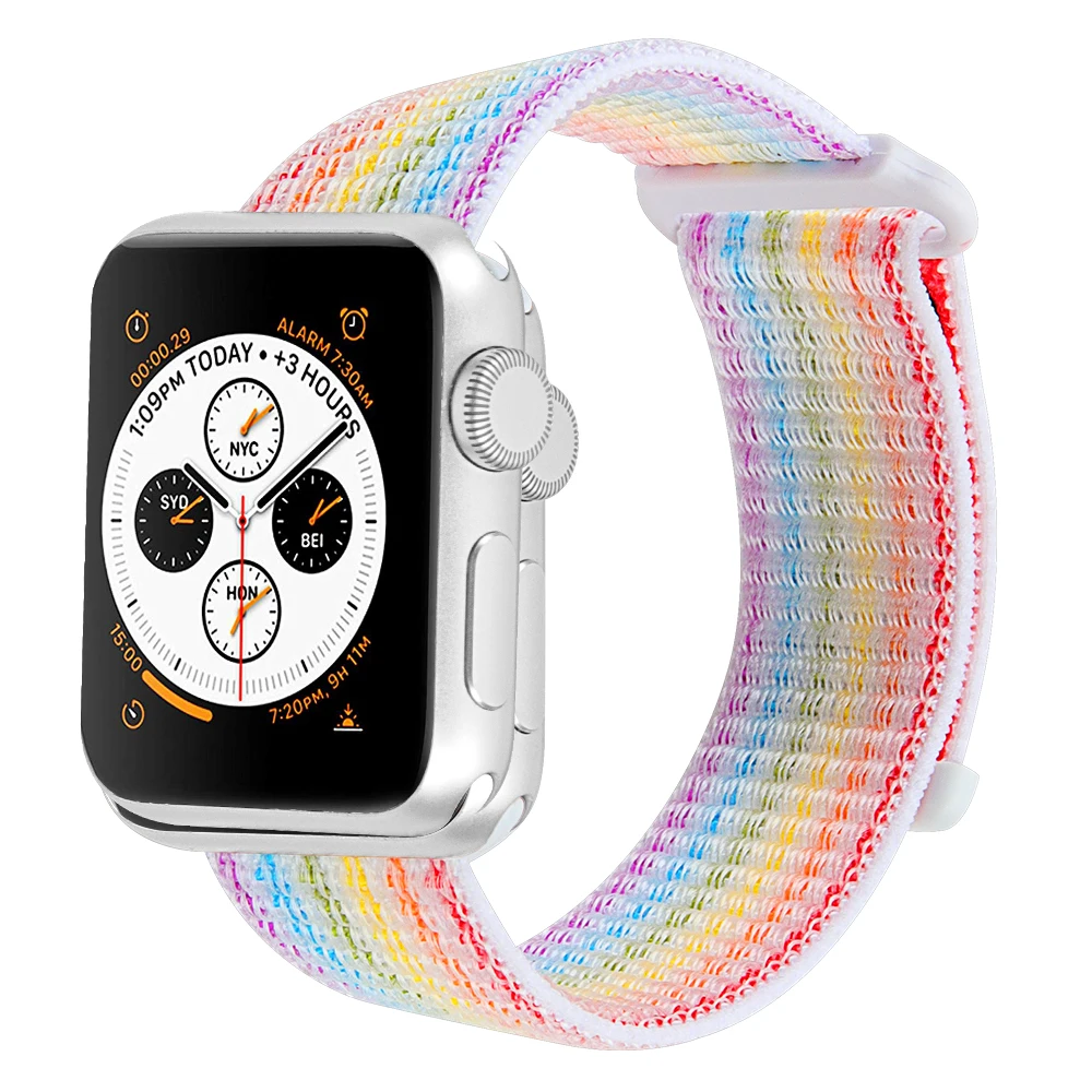 Нейлоновый ремешок для часов для Apple watch 42 мм, 4, версия 1, 2, 3, ремешок Ремешки наручных часов iwatch, 4 3 38 мм 44 мм 40 мм ремешок нейлон спортивная петля ремешок