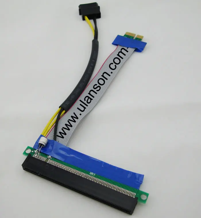 PCI-E 1x To 16x Extender PCI Express Riser Ribbon Cable with Molex Power