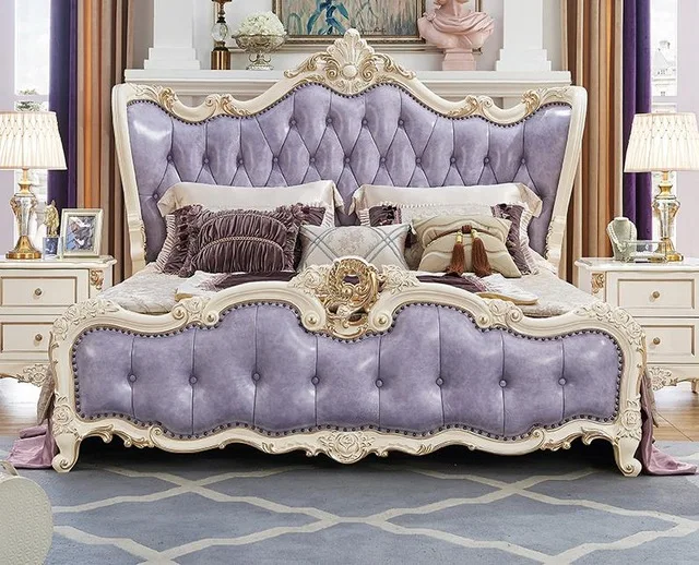 Высокое качество мебель для дома резной спальный гарнитур современный стиль кровать