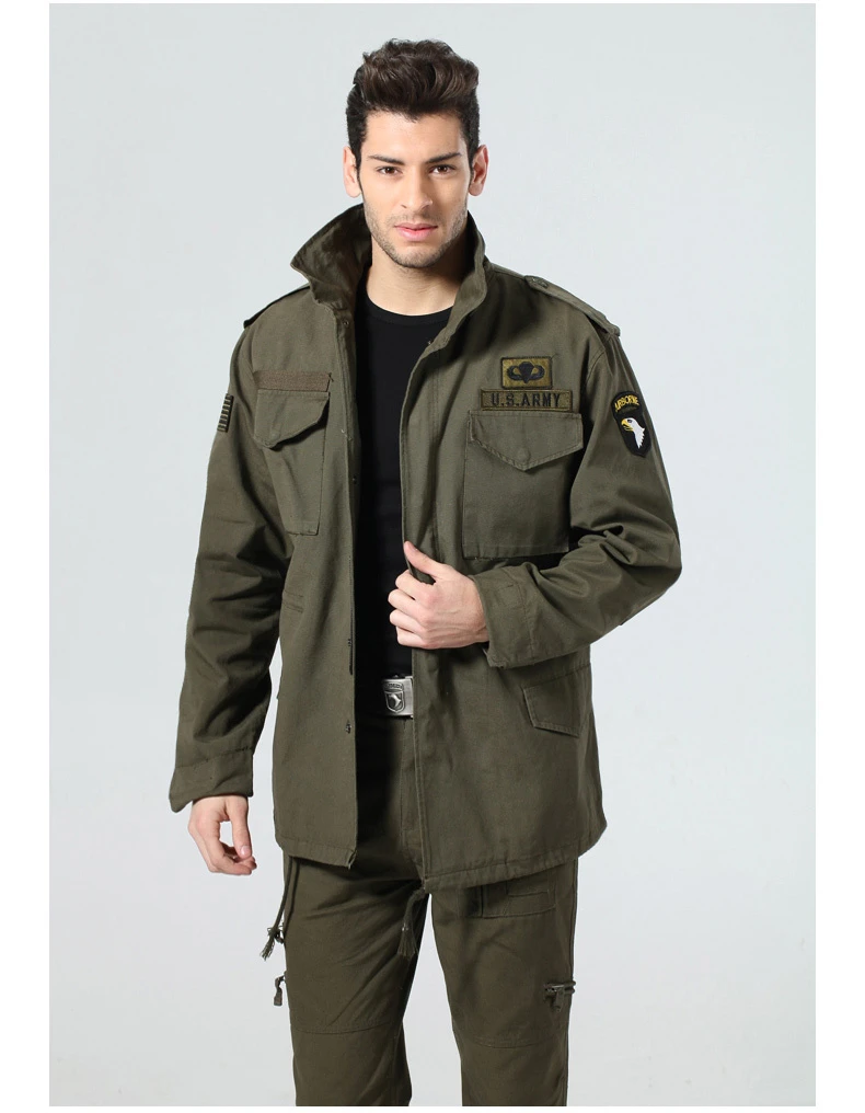 Men Army 101st Airborne Badge Flight Jackets Aviator Jacket Cotton