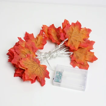 

Autumn maple leaves garland LED fairy string light, AA battery holiday party light ,flower arrangement for new year decorations