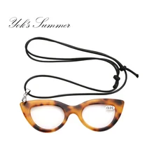 YOK'S мини очки для чтения кошачий глаз ожерелье с леопардом макияж увеличительные очки пресбиопические очки диоптрий 2,0 2,5 3,0 WN1004