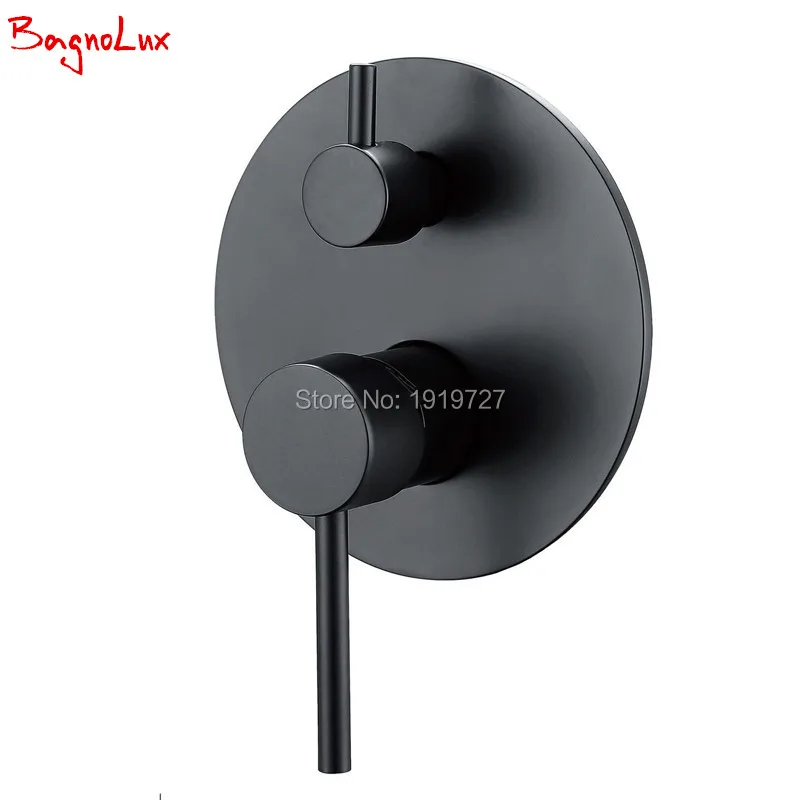 Bagnolux Rough-in Valve Single Handle Concealed Control Round Style 1/2 Inch IPS Connector Matt Black Wall Bath Shower Mixer