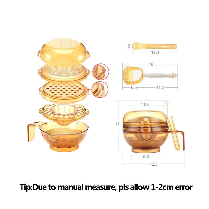 Baby Fruit Grind Bowl Toddler BPA Free Handmade Feeding Food Mill Infant Supplement Manual Processor Container Spoon Tool MY0018 (7)