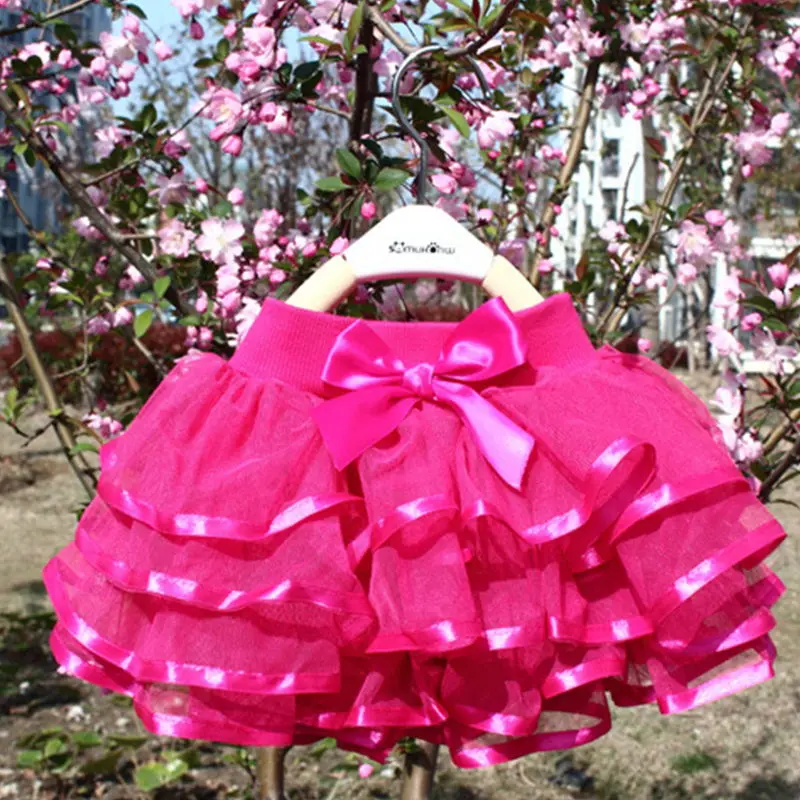 Для маленьких девочек Пышная юбка На возраст от 2-10 л. Pettiskirt 4 слоя мини-юбки с пачкой для девочек юбка для танцев Одежда Рождественская фатиновая юбка - Цвет: Rose