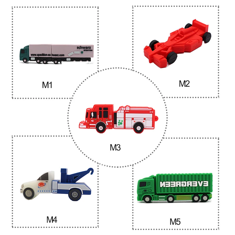 Реальная емкость флеш-накопитель 5 стилей usb флеш-накопитель 4 ГБ 8 ГБ 16 ГБ 32 ГБ 64 Гб пожарная машина/Контейнеровоз/кран-флешка