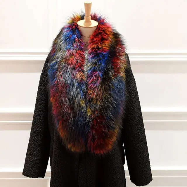 New arrival Lady Blinger super long wide faux fur shawl raccoon fur scarf wide fake fox fur pashmina wraps stole