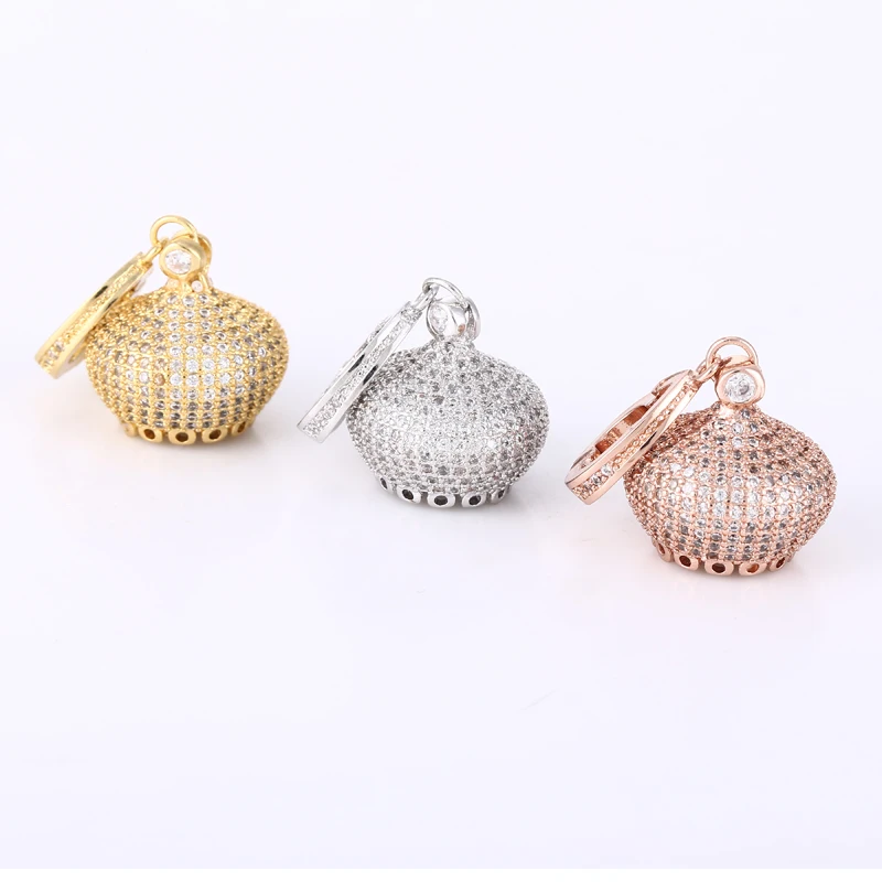 

Hot Micro Pave Clear Zircon Cup Jewelry Connectors French Design Crown Clasp Charms Fits Necklace Making DIY Jewelry Accessories