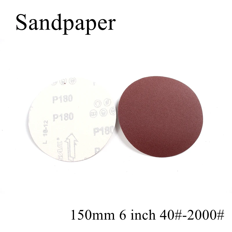 

10pcs/lot 150mm 6 inch 40-2000 Grit Round Sandpaper Disk Sand Sheets Holder Sanding Disc For Sander Grits Polishing Abrasive