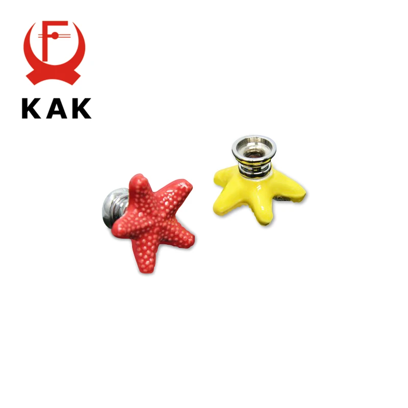 KAK Starfish Keramik Schublade Knöpfe Kabinett Zieht Küche Griffe Cartoon Möbel Griff für Kinder Zimmer Möbel Hardware