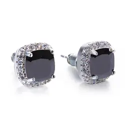 Elegant Vintage Silver Earrings with Yellow and Pink Stones (Silver Black)