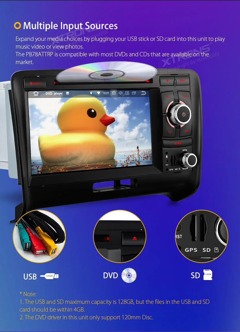 Sale XTRONS Octa Core 7"Android 8.0 Car DVD Player Radio Stereo for Audi TT MK2 8J 2006 2007 2008 2009 2010 2011 2012 GPS DAB+WIFI 4G 16