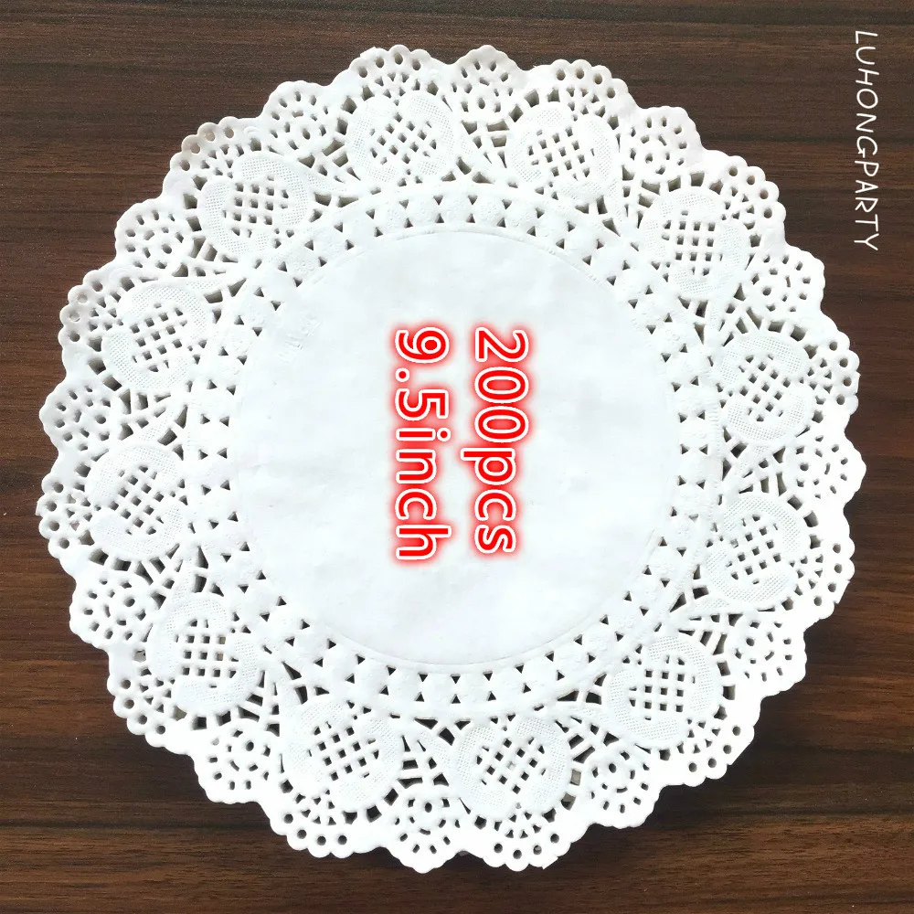 Image 100pcs 9.5inch diameter 24cm white round paper Lace Doilies paper Cake Placemat baking decoration Creative Craft napkins