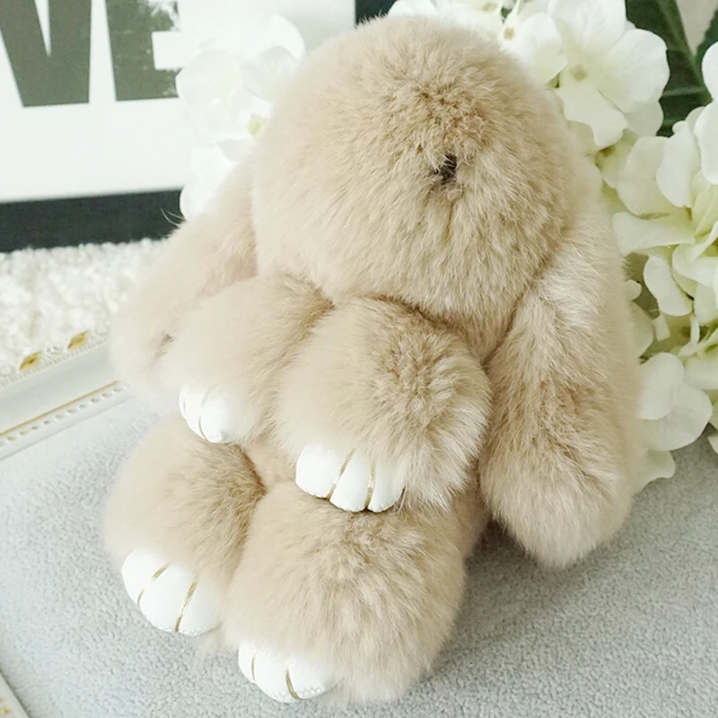 100% Real Genuine Rex Rabbit Furs Keychain Pendant Bag Car Charm Tag Cute Mini Rabbit Toy Doll Real Fur Monster Keychains