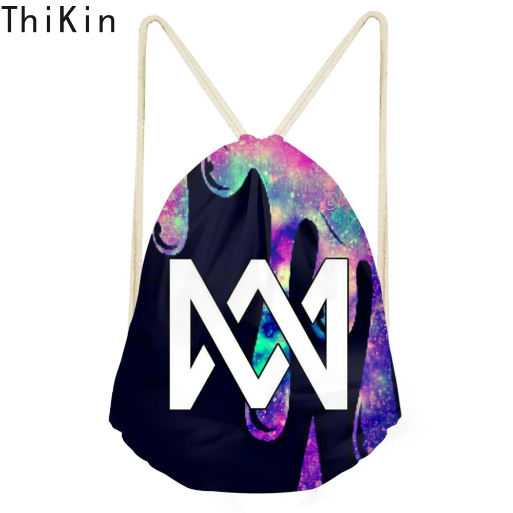 

THIKIN Women Drawstring Backpack Marcus and Martinus Design Custom Logo Backpack Reversible Kids Shoulder Bag Sacos De Mujer