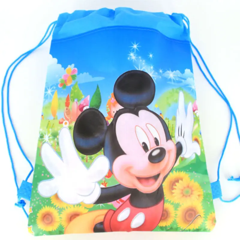 1pcs/lot Mickey Mouse Drawstring Bags Kid Favors Non Woven Fabric Backpack Birthday Party ...