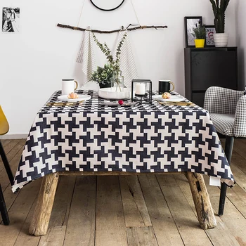 

Nordic style coffee table cloth tablecloth table cloth pad cotton linen mat European simple rectangular home lattice tablecloth