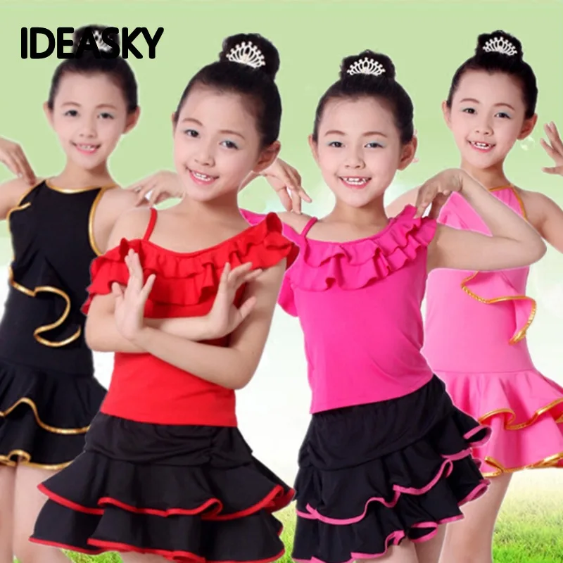 

ballroom latin dance dress girls kids competition children salsa tango rumba samba for performance dancing practice skirts set