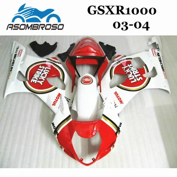 

Cheap Motorcycle Fairing kits for Suzuki 2003 2004 GSXR1000 03 04 GSX R1000 K3 K4 red Lucky Strike ABS plastic Fairings parts