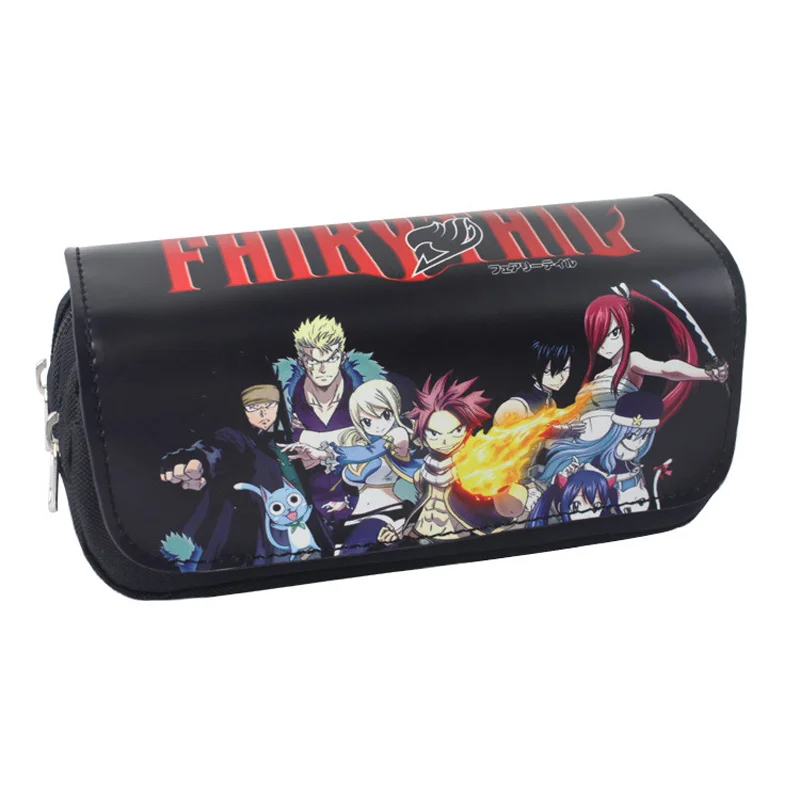 

Fairy Tail Pen Pencil Bag Wallet Naz Lucy Cartoon Anime Big Capacity Zipper Leather Pencil Stationery Pouch Purse Fairy Wallets