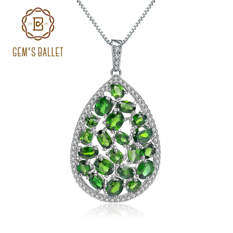 Женская балетная подвеска GEM'S BALLET 5 98ct натуральный хром диопсид серебро 925 пробы