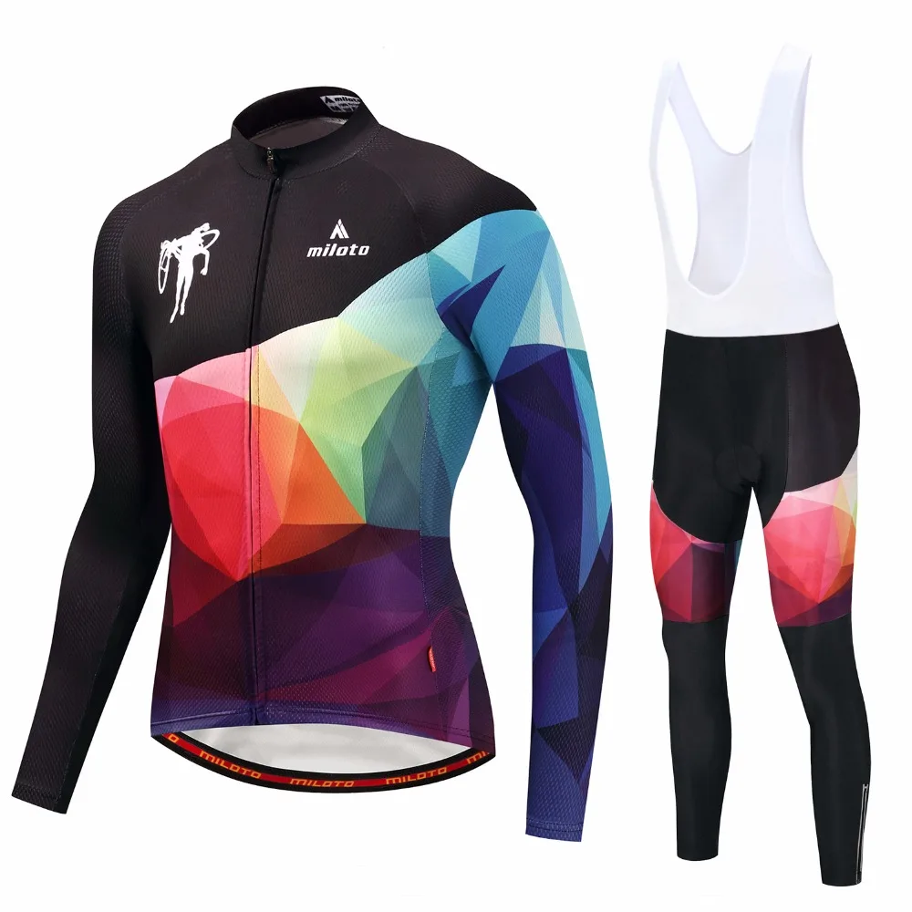 

Pro Team Cycling jersey set Cycling Suit Jerseys Fabric Wear Long Set Bike Clothing Pants bibs MTB Bike Maillot Ropa Cycling Set