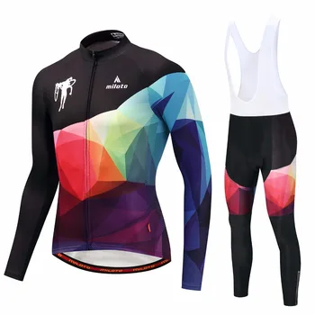 

Pro Team Cycling jersey set Cycling Suit Jerseys Fabric Wear Long Set Bike Clothing Pants bibs MTB Bike Maillot Ropa Cycling Set
