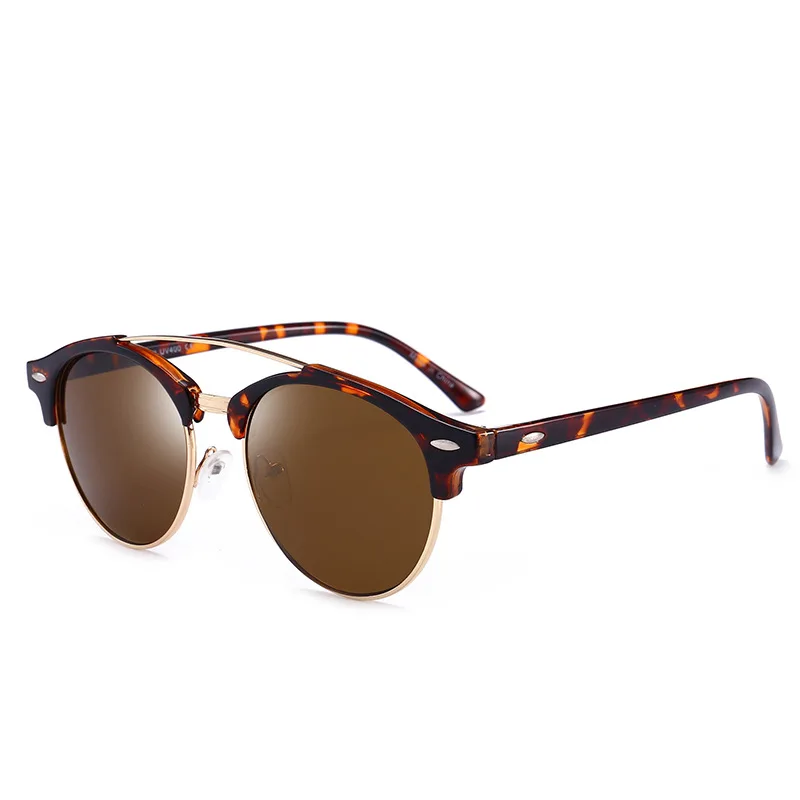 SIMPRECT ретро круглые мужские солнцезащитные очки поляризованные UV400 зеркало высокого качества солнцезащитные очки винтажные вождения черные брендовые солнцезащитные очки - Цвет линз: leopard-tea