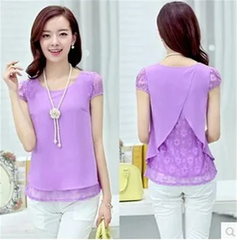 

2017 Summer Sexy Women Tops White Tees Crochet Lace Floral Shoulder Sleeve Loose Chiffon Blouses Plus Size Female Shirts blusas