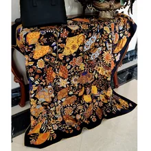 Роскошная женская шаль из шелка с принтом для вечеринок и путешествий 130x130 см