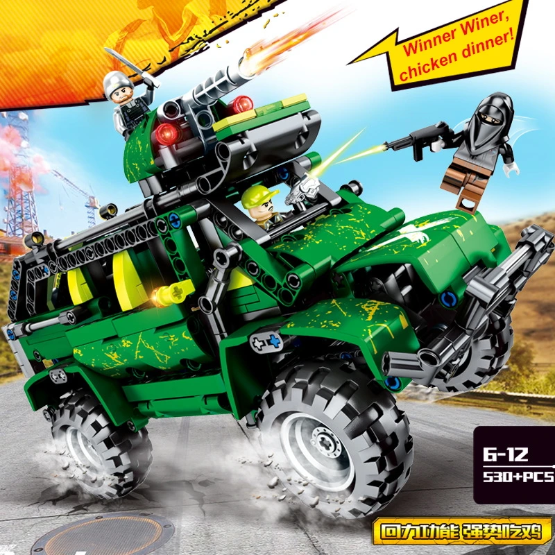 

530Pcs Technic Series Pull Back Truck Bricks Building Blocks Off-Road Cars Compatible Legoings Military Armed ForceToys Kid Gift