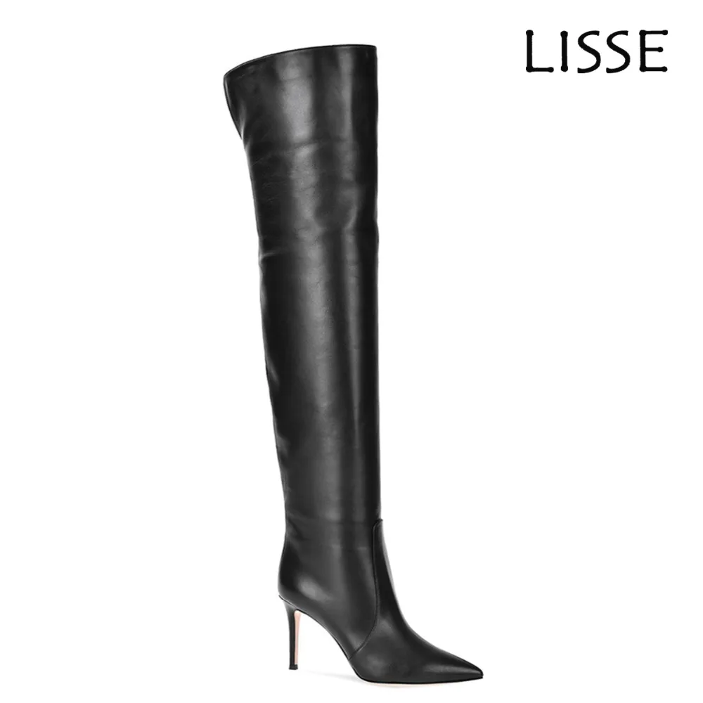 

Aimirlly Fashion Women Pointed Toe High Heel Over the Knee Boots Slip On Winter Dress Long Boots Black US Size 4-15.5