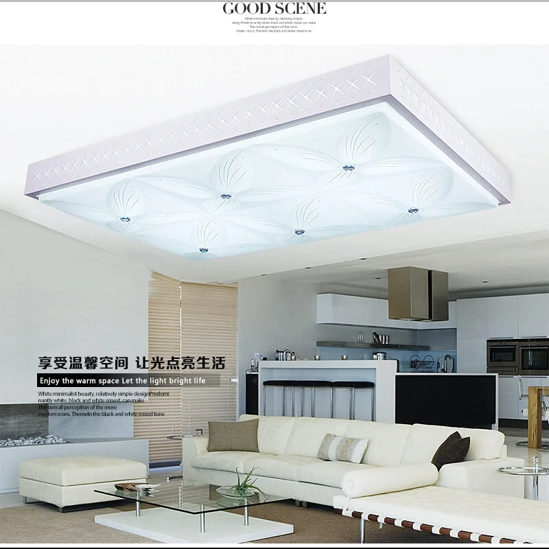 

TUDA LED Ceiling Lamp Rectangular Wrought Iron Ceiling Lamp Living Room Bedroom Study Acrylic Ceiling Lamp 220V