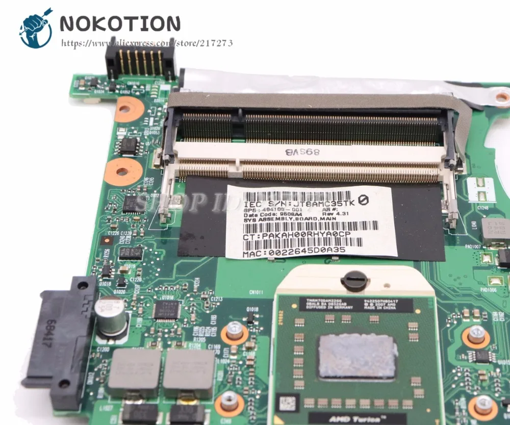 NOKOTION 494106-001 497613-001 для hp Compaq 6535S 6735S материнская плата для ноутбука S1 DDR2 Бесплатный процессор