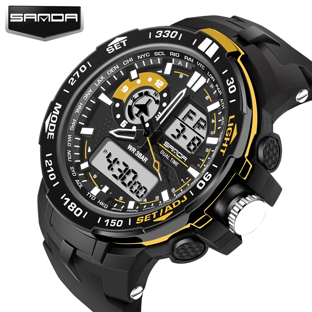 

Fashion Sport Men's Quartz Digital Watch Army Military relogio masculino Watches SANDA Luxury Brand LED Waterproof Wristwatches