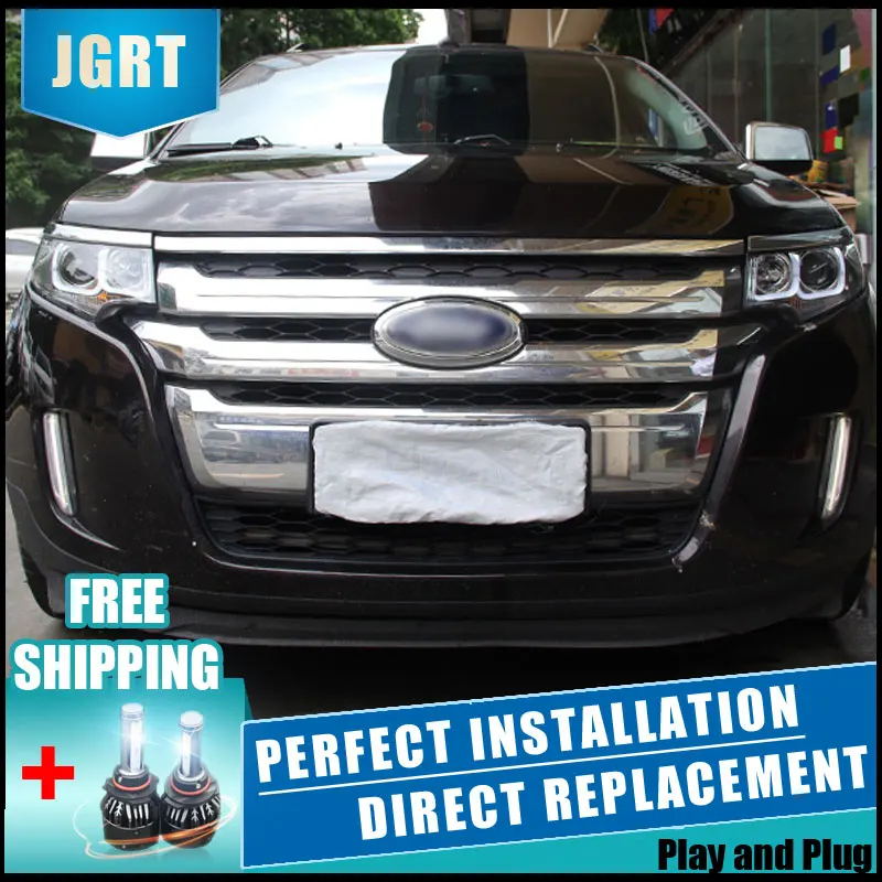 Ceny 2 sztuk LED reflektory dla Ford Edge 2013 2014 samochodów Led światła podwójne soczewki ksenonowe akcesoria samochodowe do jazdy dziennej światła przeciwmgielne