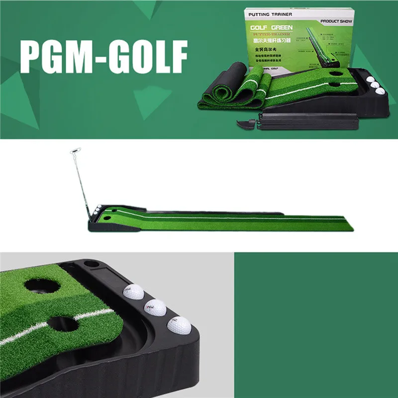 PGM Ball Return 2.5M/3M Indoor Golf Putting Trainer Portable Golf Practice Putting Mat Golf Putter Green Trainer